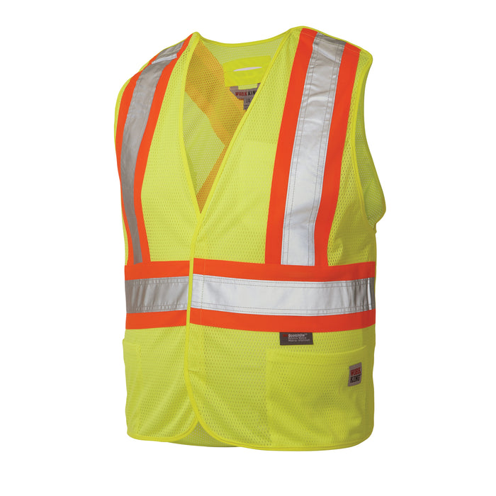 5-Point Tearaway Safety Vest, High Visibility Lime-Yellow, Medium/Small, Polyester