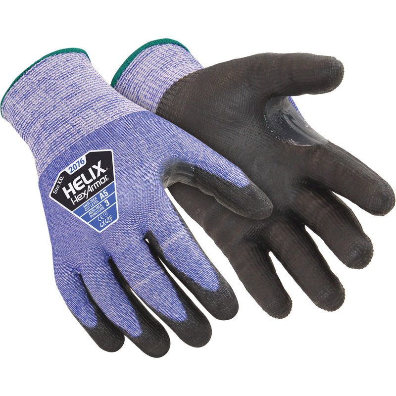 Gants enduits Helix 2076, taille M/8, calibre 13, revêtement polyuréthane, coque HPPE, ANSI/ISEA 105 niveau 5