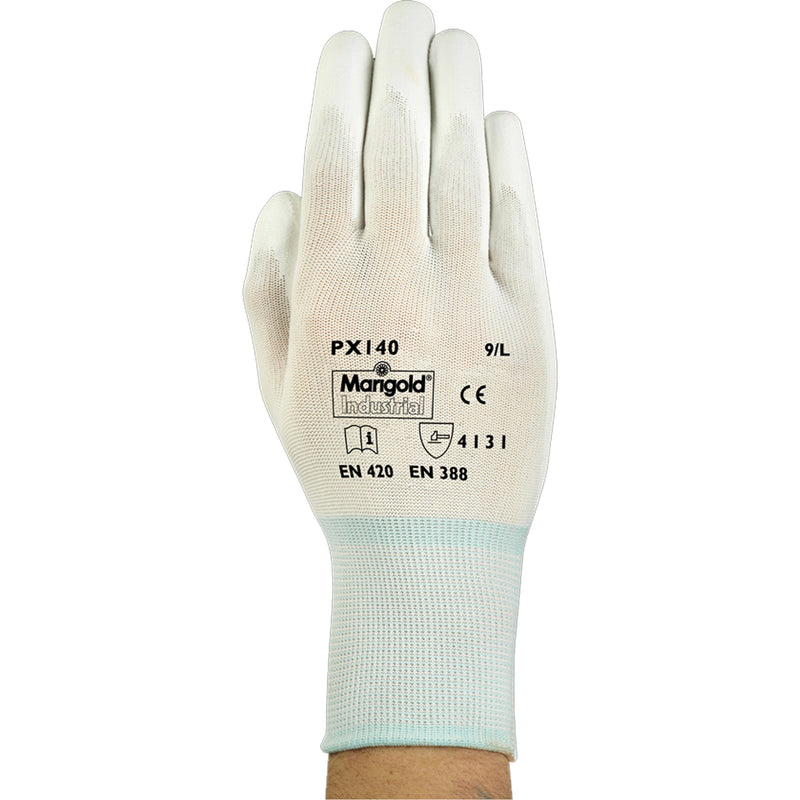 PX140 Coated Gloves, 9/Large, Polyurethane Coating, 15 Gauge, Nylon Shell