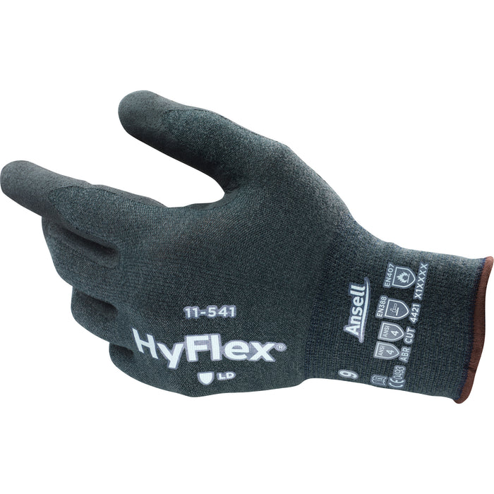 HyFlex® 11-541 Cut-Resistant Gloves, Size 9, 18 Gauge, Nitrile Coated, Nylon/Kevlar®/Spandex Shell, ASTM ANSI Level A4/EN 388 Level D