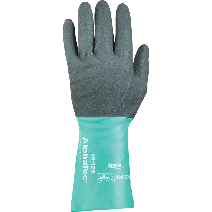 Gants AlphaTec® 58-128 résistants aux produits chimiques, taille 9, 33 cm (13 po) de longueur, nitrile, doublure intérieure en nylon, 7 mils