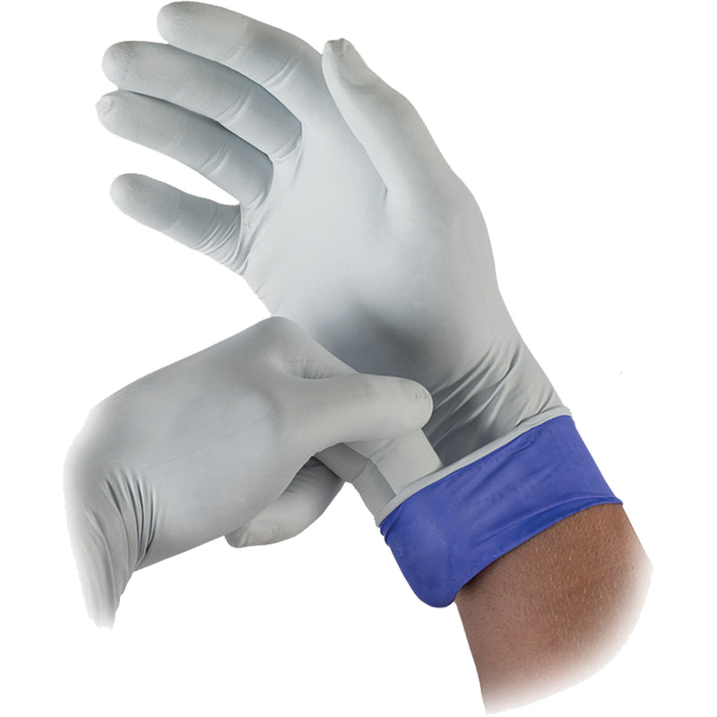 Gants d'examen bicolores Lifestar EC® LSE-104, taille L, nitrile, 5,5 mil, sans poudre, blancs, classe 2