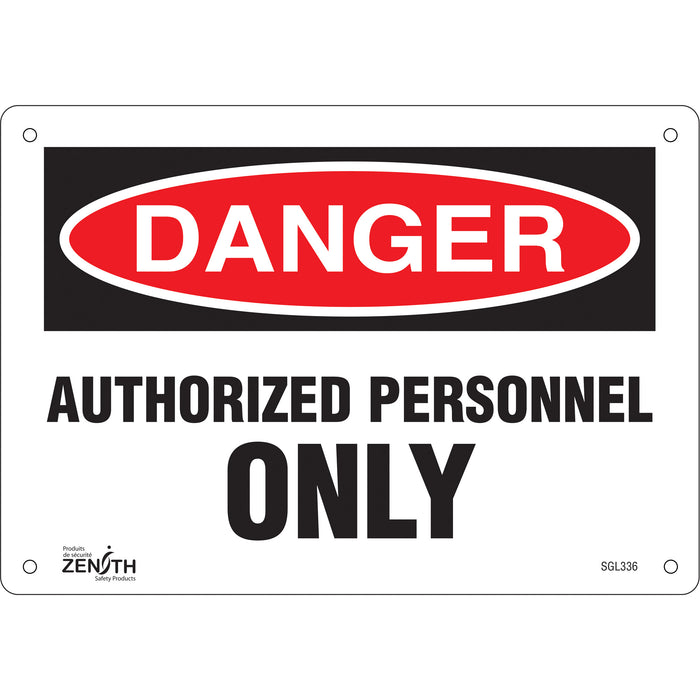 "Authorized Personnel Only" Sign, 7" x 10", Plastic, English