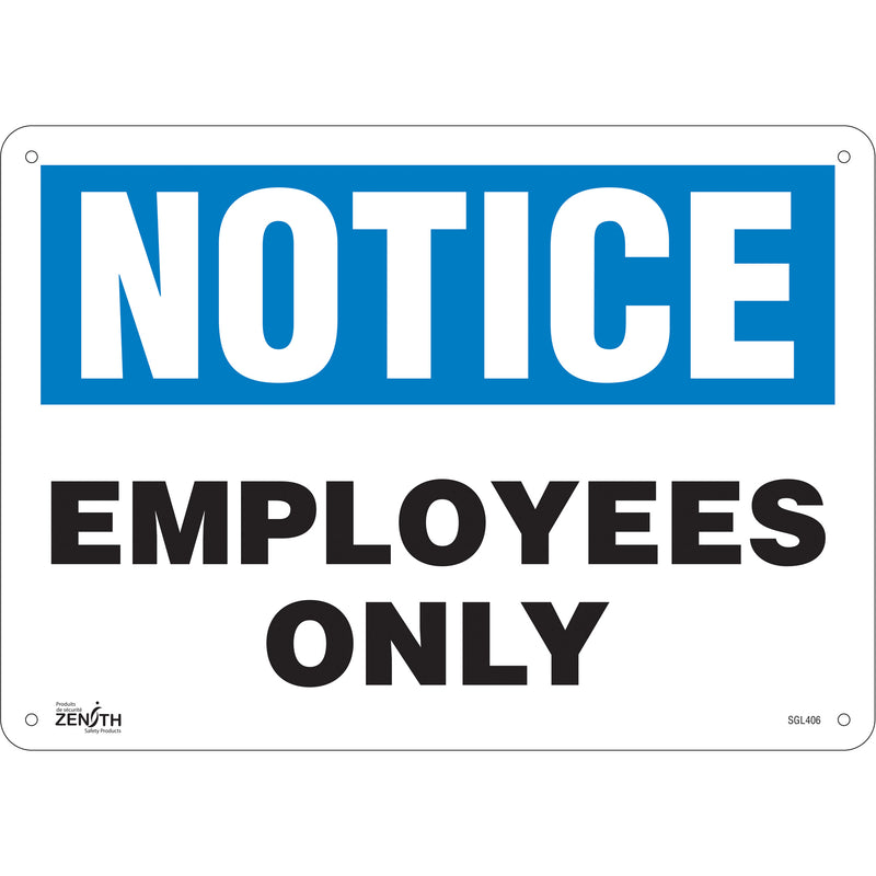 Panneau « Réservé aux employés », 25,4 cm x 35,6 cm, aluminium, anglais