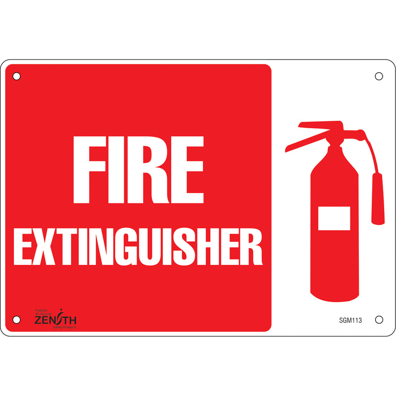 Panneau « Extincteur », 18 cm x 25 cm, plastique, anglais, avec pictogramme