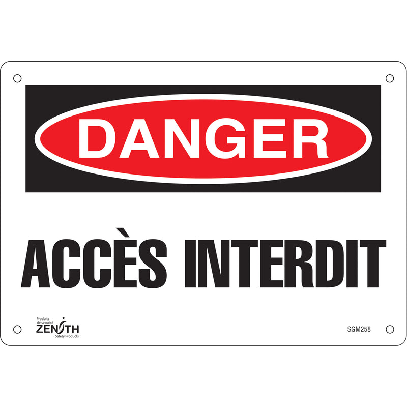 Enseigne « Accès Interdit », 7" x 10", Plastique, Français