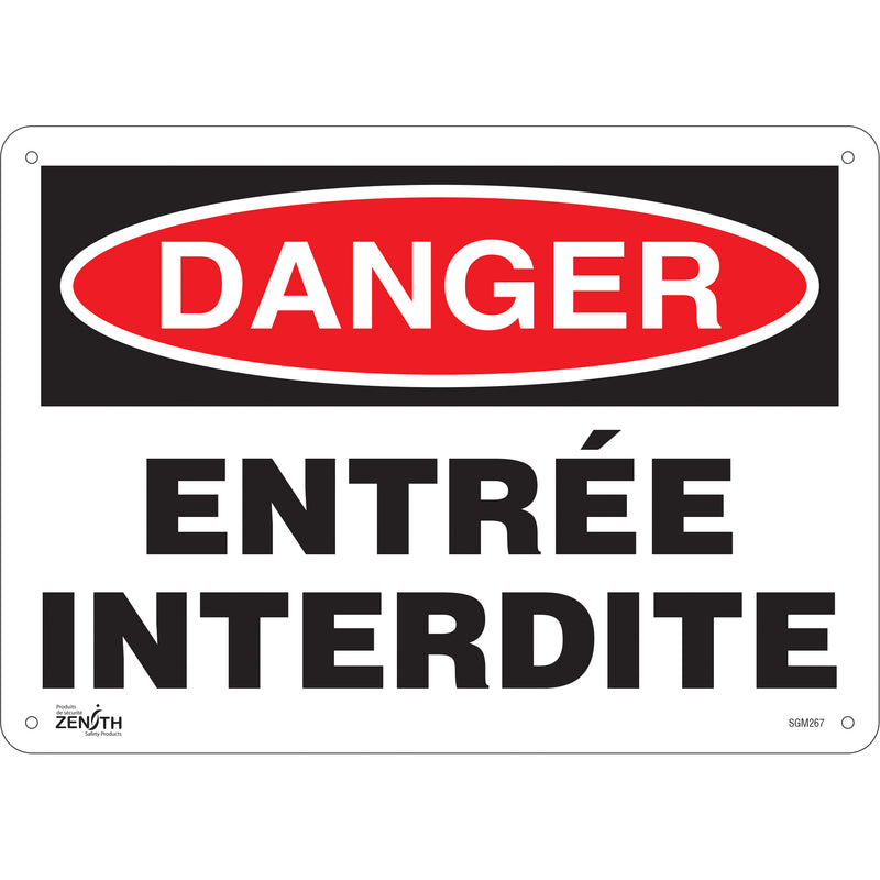 Enseigne « Entrée Interdite », 10" x 14", Plastique, Français