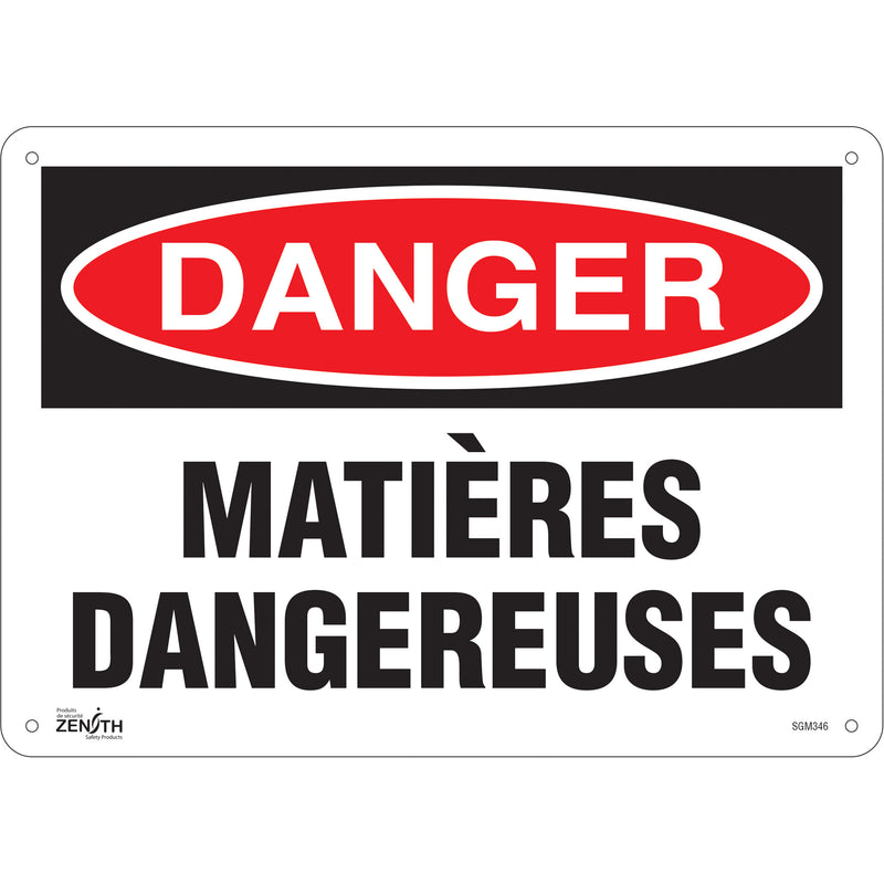 Enseigne «Matières Dangereuses», 10" x 14", Aluminium, Français