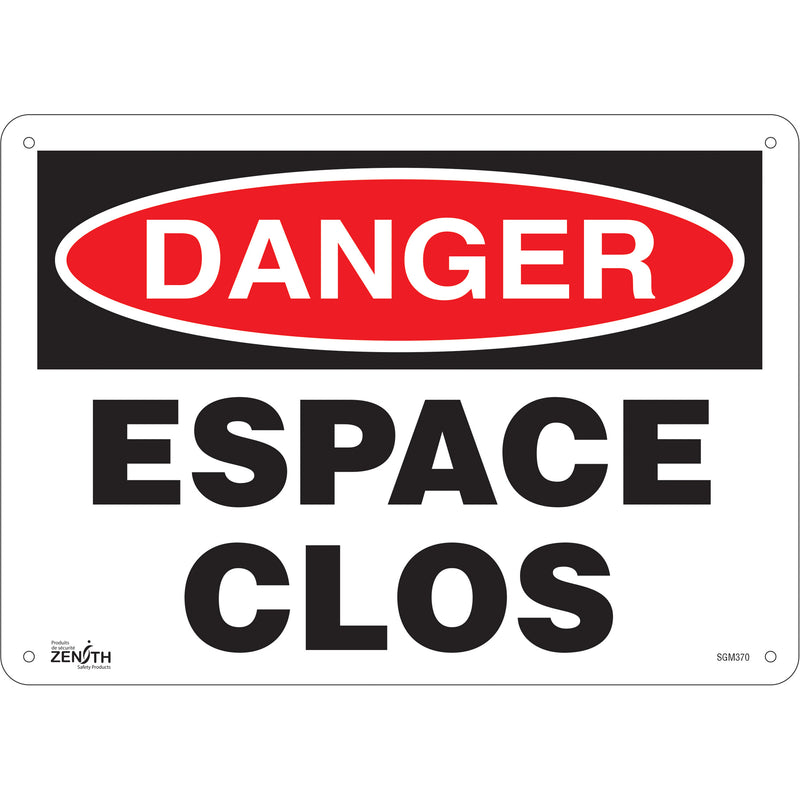 Panneau « Espace Clos », 25 cm x 35 cm, aluminium, français