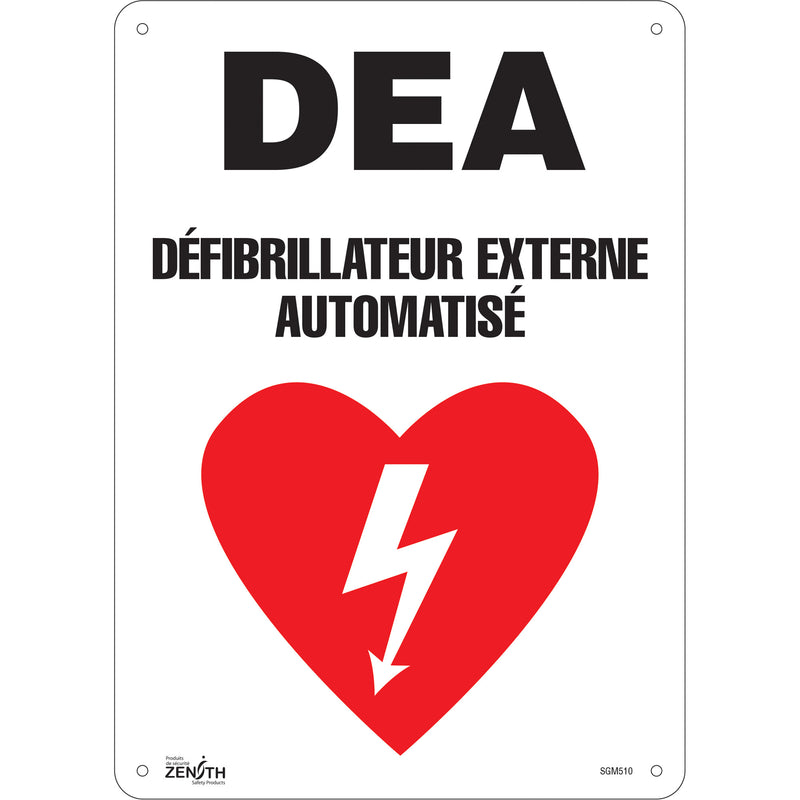 Panneau « DEA », 35,5 cm x 25,4 cm, aluminium, français avec pictogramme