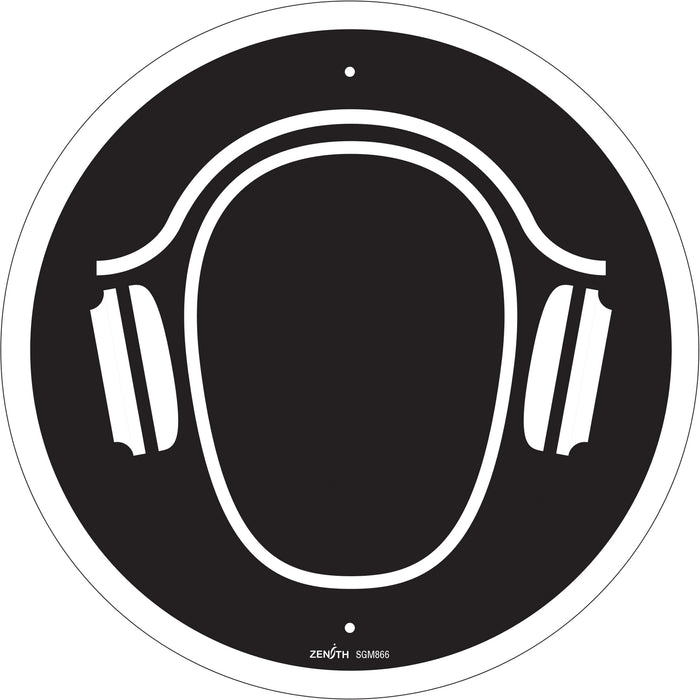 Hearing Protection Required CSA Standard Safety Sign, 12" x 12", Plastic, Pictogram