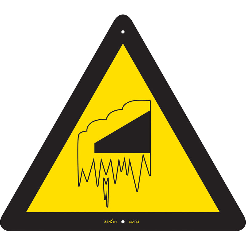 Panneau de sécurité standard CSA « chute de neige/glace », 30,5 cm x 30,5 cm, plastique, pictogramme