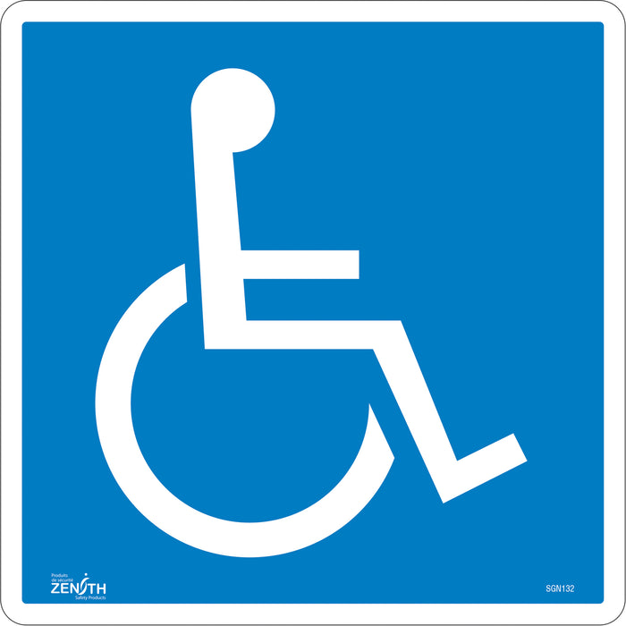 Handicap CSA Standard Safety Sign, 12" x 12", Vinyl, Pictogram
