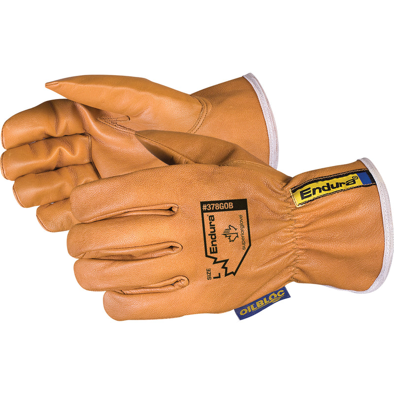Gants de conduite Endura® Oilbloc™, taille M, paume en cuir de chèvre pleine fleur
