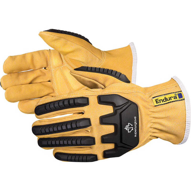 Gants de conduite anti-chocs Endura®, taille XL, paume en cuir de chèvre pleine fleur