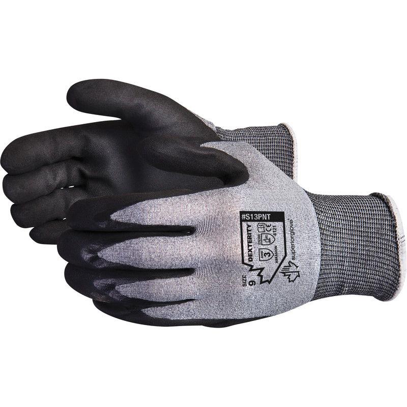 Dexterity® Gloves, 8, Nitrile Coating, 13 Gauge, Nylon Shell