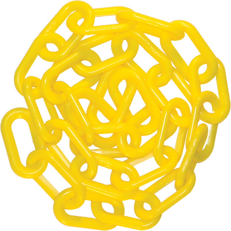 Plastic Chain Barrier, Yellow, 1.5" Link, 25' Length