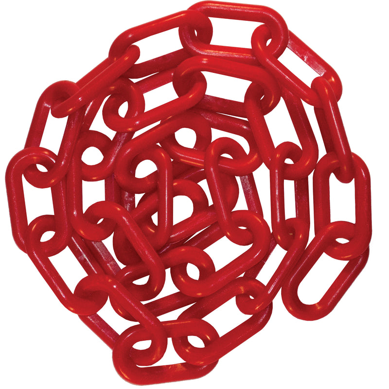 Plastic Chain, Red, 1.5" Link, 50' Length