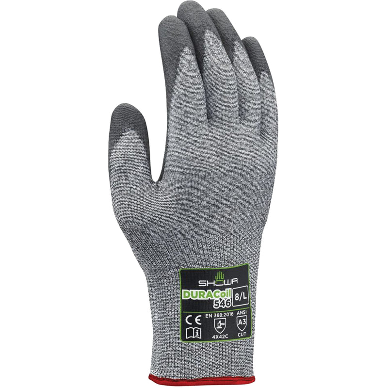 Gants résistants aux coupures 546, taille L/8, calibre 13, revêtement polyuréthane, coque en HPPE, normes ANSI/ISEA 105 niveau 3/EN 388 niveau C