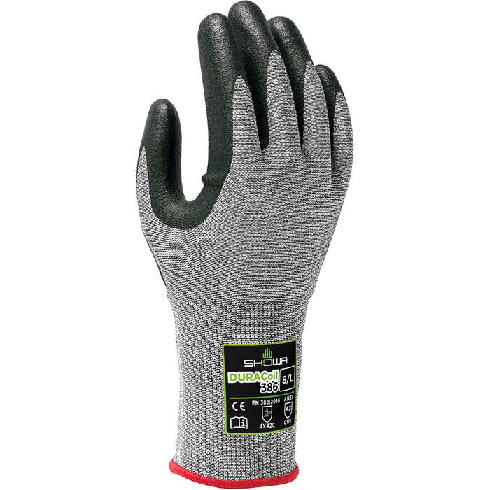 386 Cut Resistant Gloves, Size Large/8, 13 Gauge, Nitrile Coated, HPPE Shell, ANSI/ISEA 105 Level 3/EN 388 Level C