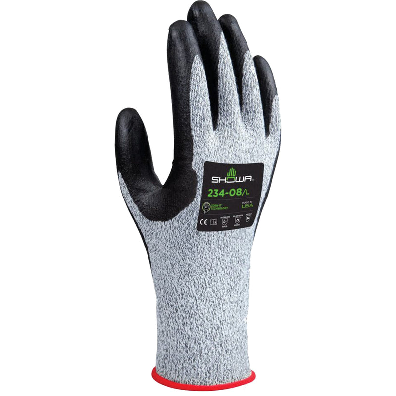 234 Cut Resistant Gloves, Size Large/8, 15 Gauge, Foam Nitrile Coated, HPPE Shell, ANSI/ISEA 105 Level 4/EN 388 Level D