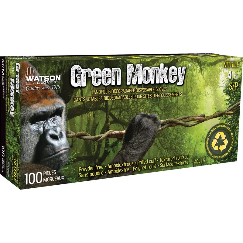 Gants Green Monkey™ 5559PF, taille L, nitrile, 4 mil, sans poudre, verts