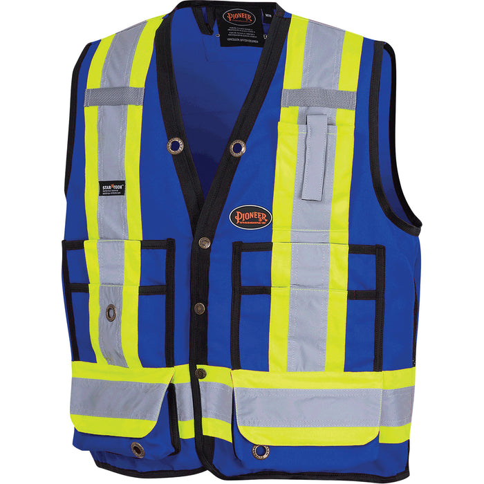 Gilet de sécurité d'arpenteur, bleu roi, taille 2XL, polyester