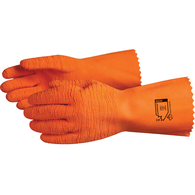 Chemstop™ Chemical Resistant Gloves, Size 10, 12" L, Latex, Cotton Jersey Inner Lining