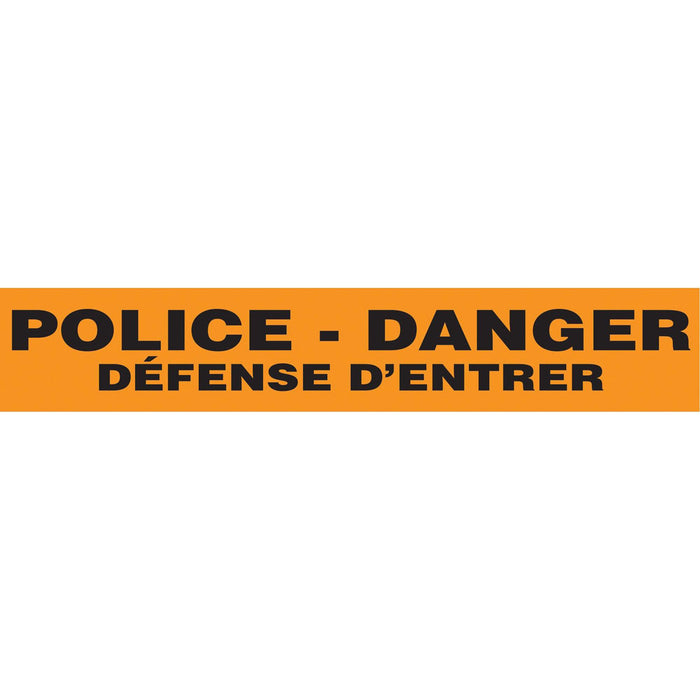 "Police Défense D'Entrer" Barricade Tape, French, 3" W x 1000' L, 2 mils, Black on Yellow
