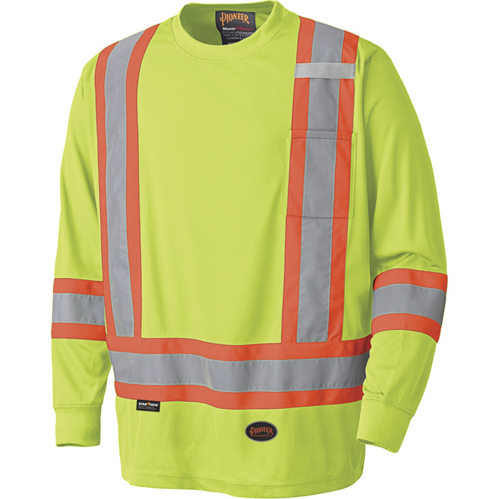 6996 High-Visibility Long Sleeved Shirt, Polyester, Large, High Visibility Lime-Yellow