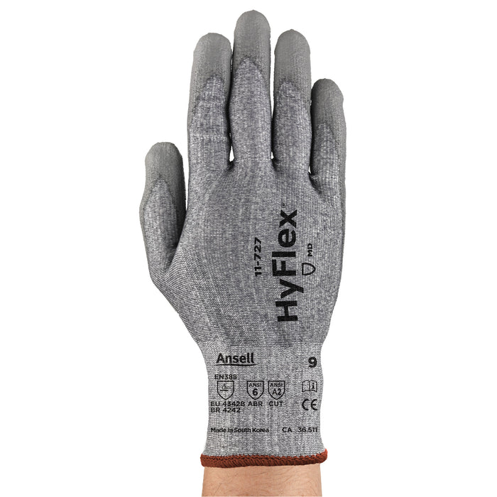 HyFlex® 11-727 Series Cut Resistant Gloves, Size 10, 15 Gauge, Polyurethane Coated, Intercept™ Shell, ASTM ANSI Level A2/EN 388 Level B