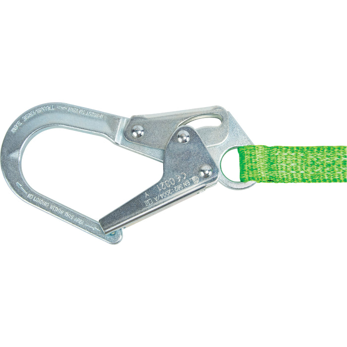 Miller® HP™ Shock-Absorbing Lanyard, 4', Locking Rebar Hook Center, Locking Snap Hook Leg Ends, Polyester
