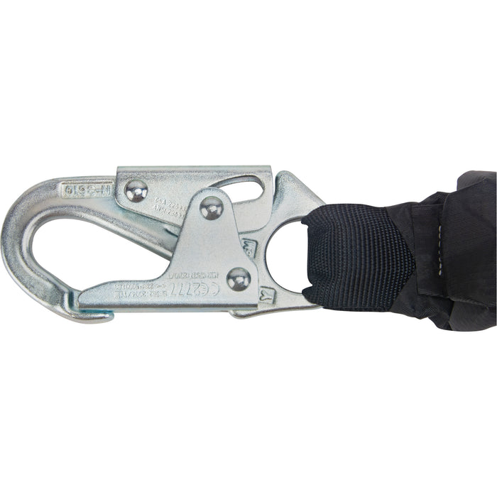 Miller® HP™ Shock-Absorbing Lanyard, 4', Locking Rebar Hook Center, Locking Snap Hook Leg Ends, Polyester