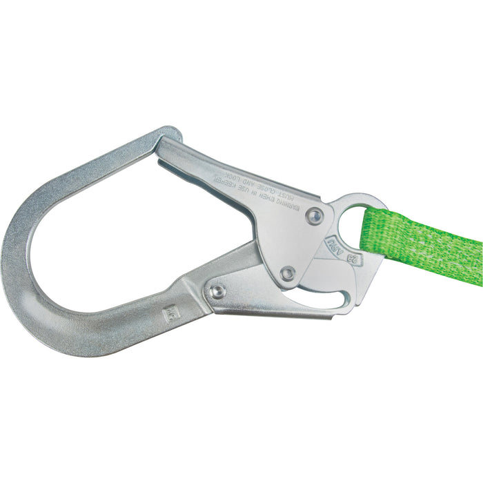 Miller® HP™ Shock-Absorbing Lanyard, 4', Locking Rebar Hook Center, Locking Snap Hook Leg Ends, Polyester