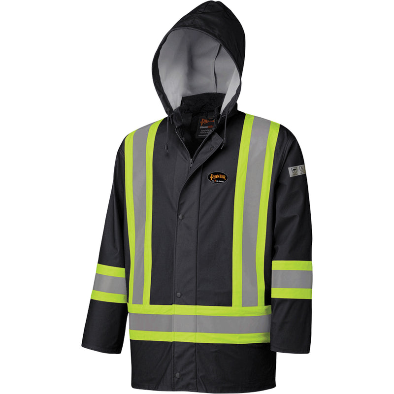 5894BK Fire-Resistant Waterproof Safety Jacket, Polyurethane, Black, X-Large