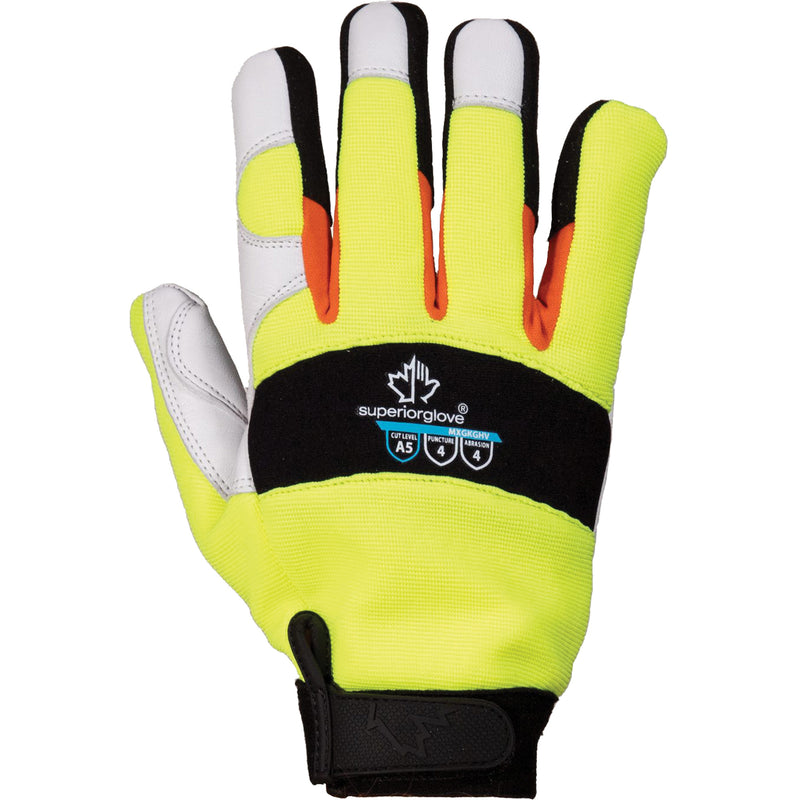 ClutchGear® High-Visibility Mechanic's Gloves, Grain Goatskin Palm, Size 3X-Large