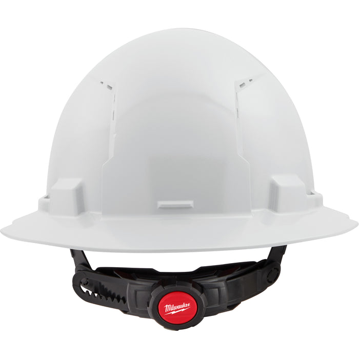 Full Brim Hardhat with 6-Point Suspension System, Ratchet Suspension, White