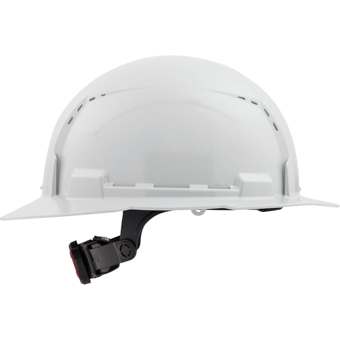 Full Brim Hardhat with 6-Point Suspension System, Ratchet Suspension, White