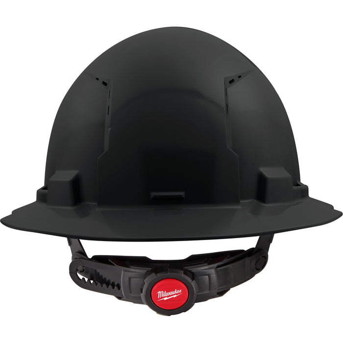 Full Brim Hardhat with 6-Point Suspension System, Ratchet Suspension, Black