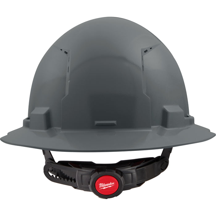Full Brim Hardhat with 6-Point Suspension System, Ratchet Suspension, Grey