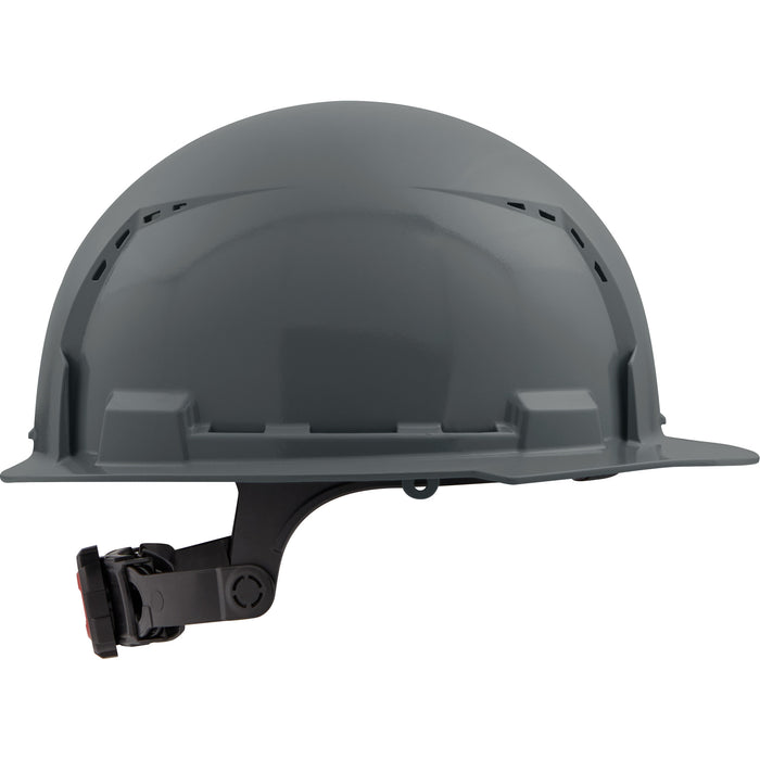 Front Brim Hardhat with 4-Point Suspension System, Ratchet Suspension, Grey