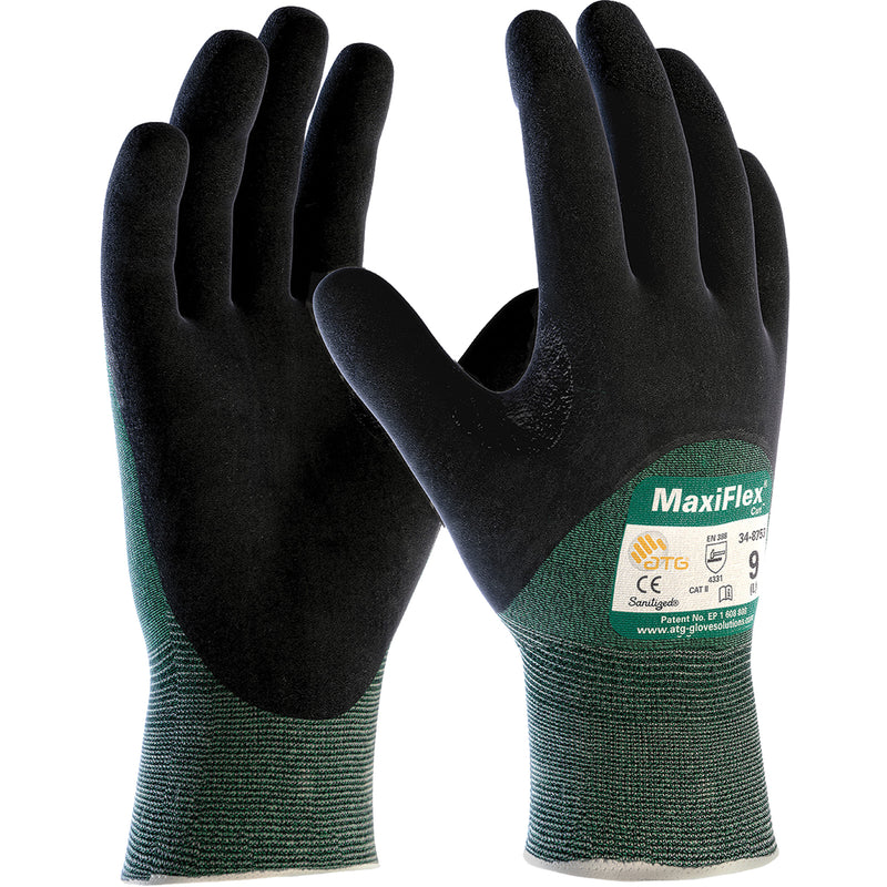ATG MaxiFlex® Cut™ Seamless Cut Resistant Gloves, Size Large, 15 Gauge, Nitrile Coated, Engineered Yarn Shell, ASTM ANSI Level A2/EN 388 Level 3/EN 388 Level B