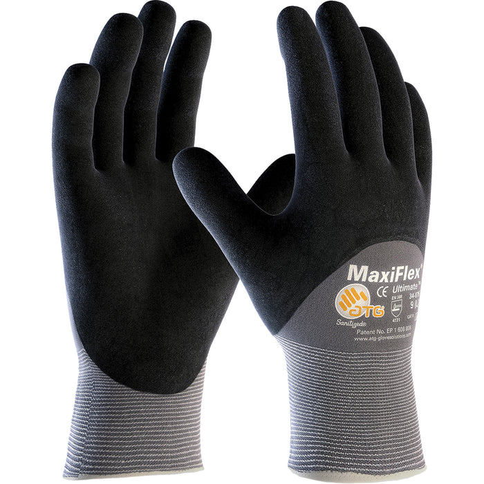 ATG MaxiFlex® Ultimate™ Touchscreen Compatible Gloves, Large, Nitrile Coating, 15 Gauge, Nylon/Elastane Shell
