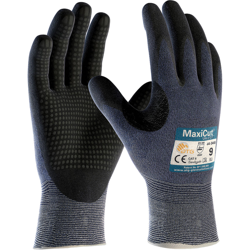 ATG MaxiCut® Ultra DT™, Size X-Large, 15 Gauge, Nitrile Coated, Engineered Yarn Shell, ASTM ANSI Level A3/EN 388 Level 5/EN 388 Level C