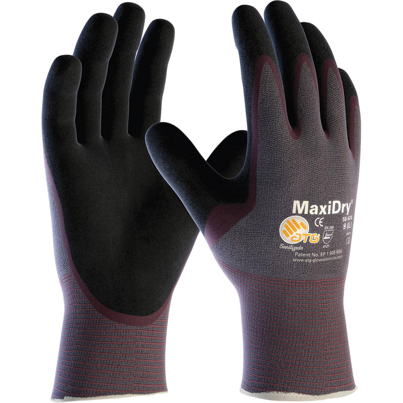ATG MaxiDry® Ultra Lightweight Seamless Gloves, Large, Nitrile Coating, 15 Gauge, Nylon/Elastane Shell