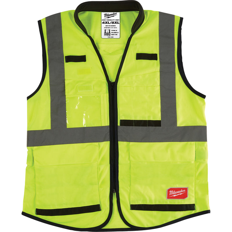 Performance Safety Vest, High Visibility Lime-Yellow, 2X-Large/3X-Large