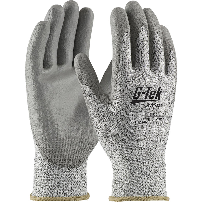 G-Tek® PolyKor® Cut-Resistant Glove, Size X-Large, 13 Gauge, Polyurethane Coated, Engineered Yarn Shell, ANSI/ISEA 105 Level 3