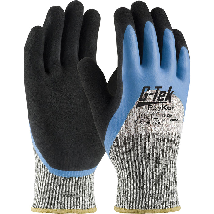 G-Tek® PolyKor® Insulated Cut-Resistant Glove, Size Large, 13 Gauge, Rubber Latex Coated, Engineered Yarn Shell, ANSI/ISEA 105 Level 3