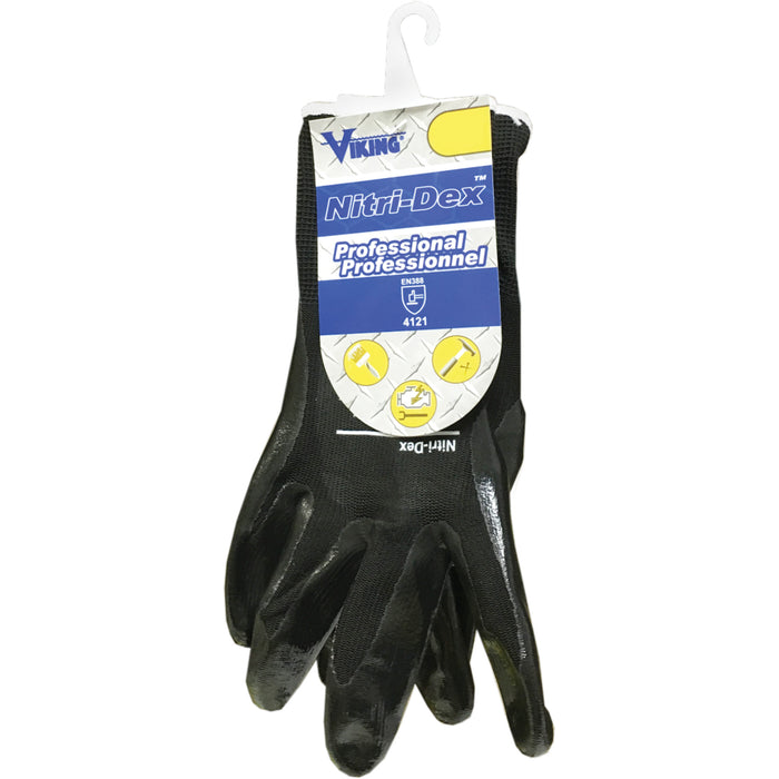 Nitri-Dex Work Gloves, Size 10, Nitrile Coated, Polyester Shell, EN 388 Level 1