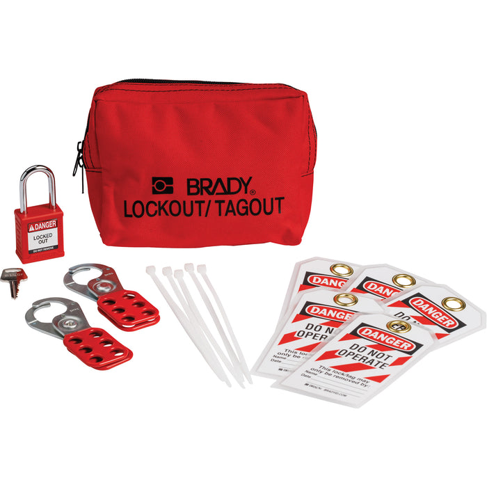 Lockout Tagout Kit with Nylon Safety Padlock in Pouch, Electrical Kit, 14 Components